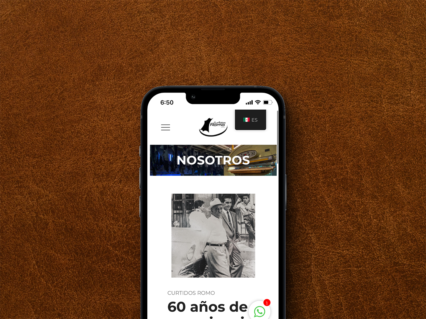 Curtidos Romo — detalle de página