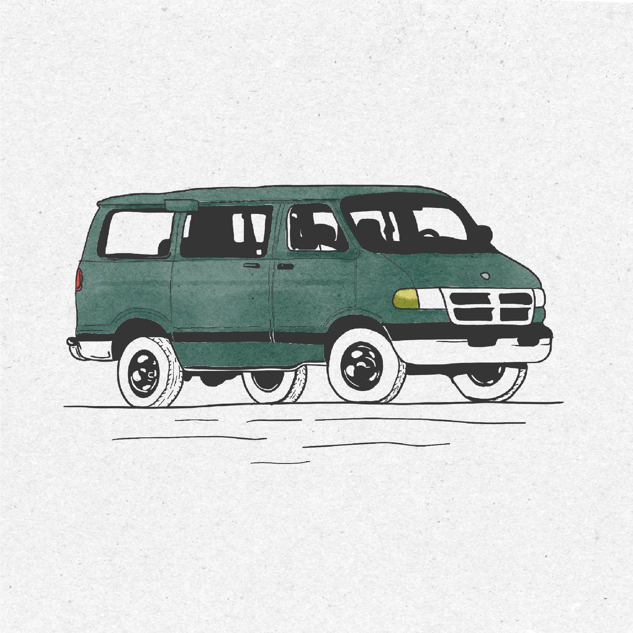 The Family Van — ilustración en Procreate